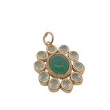 Charms doré fleur duo prehnite et onyx verte