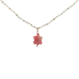 Collier doré tortue rose perles de culture 42 cm