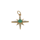 Charms doré étoile des vents onyx verte et zircons
