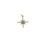 Charms doré étoile des vents onyx verte et zircons