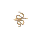 Gold ring with coiled snake and zircons