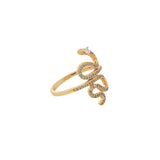 Gold ring with coiled snake and zircons