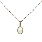Collier doré tourmaline Johri bazaar en prehnite et fil doré 60 cm