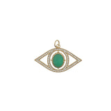Charms doré oeil XXL ajouré zircons et onyx verte
