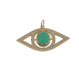 Charms doré oeil XXL ajouré zircons et onyx verte