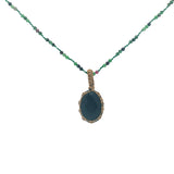 Collier doré rubis zoisite Johri Bazaar en onyx noire et fil doré 60 cm
