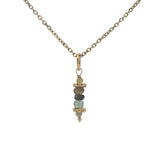 Collier doré tourmaline et couronnes dorées 42 cm