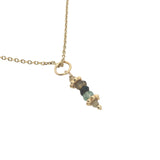 Collier doré tourmaline et couronnes dorées 42 cm