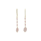 Boucles d'oreilles pendantes quartz rose et tourmaline rose