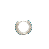 Mini créole fermée argent 925 turquoise et zircons 15 mm