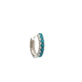 Mini créole fermée argent 925 turquoise et zircons 15 mm
