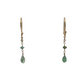 Boucles d'oreilles pendantes dorées tourmaline