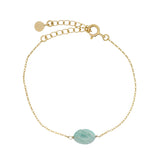Bracelet doré et pierre ovale en amazonite