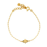 Golden bracelet with pink wind eye and zircon