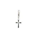 Mini créole fermée argent 925 avec zircons et pampille croix