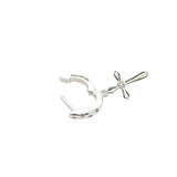 Mini créole fermée argent 925 avec zircons et pampille croix