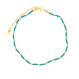 Chaine de cheville en cordon et onyx verte