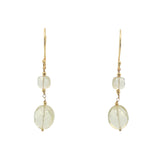 Boucles d'oreilles pendantes dorées duo quartz citron