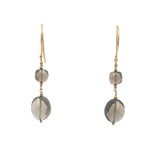 Boucles d'oreilles pendantes dorées duo de quartz fumé
