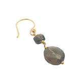 Boucles d'oreilles pendantes dorées duo de quartz fumé
