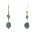 Boucles d'oreilles pendantes dorées duo labradorite