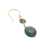 Boucles d'oreilles pendantes dorées duo labradorite