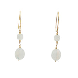 Boucles d'oreilles pendantes dorées duo pierre de lune