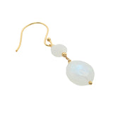Boucles d'oreilles pendantes dorées duo pierre de lune