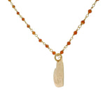 Collier doré santa maria onyx rouge et coeur martelé 60cm