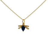 Collier doré abeille lapis lazuli zircons