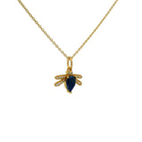 Collier doré abeille lapis lazuli zircons
