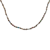 Collier doré perles en bois, perles colorées et noeuds beige 75 cm