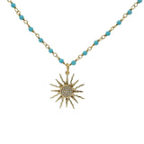 Collier santa maria doré turquoise et soleil 60cm
