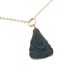 Collier doré Ganesh taillée dans du quartz fumé 42 cm