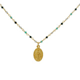 Collier santa maria onyx verte onyx noire pierre de lune et madone 60cm