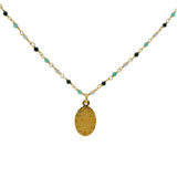 Collier santa maria onyx verte onyx noire pierre de lune et madone 60cm