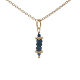 Collier doré lapis lazulis et couronnes dorées 42 cm