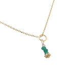 Collier doré en onyx verte et prehnite 42 cm