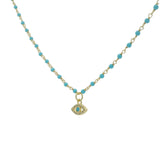Collier doré santa maria turquoise et oeil zircons 42cm