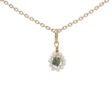 Collier doré petite fleur en tourmaline et perles de culture 42 cm