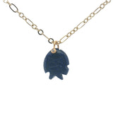 Collier doré poisson taillé dans la lapis lazulis 38 cm