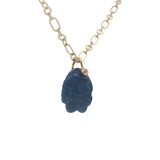 Collier doré poisson taillé dans la lapis lazulis 38 cm