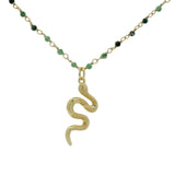 Sautoir doré santa maria rubis zoisite et serpent 75cm