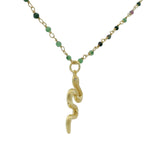 Sautoir doré santa maria rubis zoisite et serpent 75cm