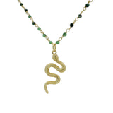 Sautoir doré santa maria rubis zoisite et serpent 75cm