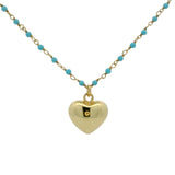 Sautoir doré santa maria turquoise et coeur 80 cm