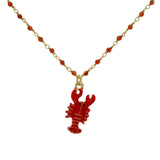 Sautoir santa maria onyx rouge et homard rouge 84cm