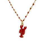 Sautoir santa maria onyx rouge et homard rouge 84cm