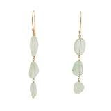 Boucles d'oreilles pendantes dorées trio de prehnite