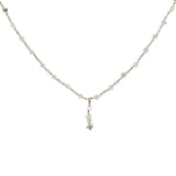 Collier doré en pierre de lune et prehnite 50 cm